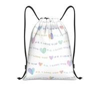 Patrón De Amor De Dibujos Animados Bolsa De Hombro Doble Mochila Ajustable Fácil De Doblar Bolsa De Cuerdas para Mujeres Senderismo Nadar 36X42Cm