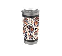Patrón de amor de tigres, hermoso tigre Vaso térmico de acero inoxidable de doble pared