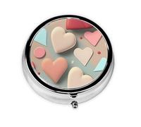 Patrón de amor. Este pequeño pastillero redondo es un organizador portátil de medicamentos de viaje con tres compartimentos para almacenar medicamentos diarios.