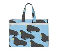 Patrón de animal de morsa,Bolsa de lona para documentos con cremallera, bolso de mano, maletín para la escuela y la oficina.