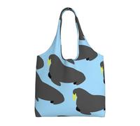 Patrón de animal de morsa,Bolsas de mano reutilizables, bolsas de supermercado, bolso de hombro de lona de gran capacidad