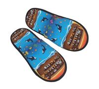 Patrón De Animales En El Arca De Noé 2 Pantuflas Ligeras Pantuflas De Invierno Antideslizantes Zapatos De Casa Para Hombre Otoño Viaje L
