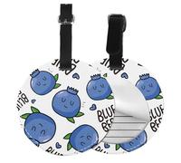 Patrón de arándanos,Etiquetas de equipaje de cuero sintético con nombre, etiquetas de viaje duraderas, 2 unidades