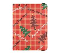 Patrón de árbol de Navidad ilustración pasaporte y tarjeta de vacunación combo de cartera, funda para pasaporte con bloqueo RFID, funda para pasaporte, documentos de viaje, cartera de cuero para