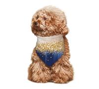 Patrón De Arte Al Óleo En Oro Y Azul Pañuelo Triangular Elegante Pañuelo para Perro Ajustable Mascotas Baberos para Uso Diario Cumpleaños Boda