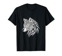 Patrón de Arte Tribal con Cabeza de Lobo intrincado, símbolo Salvaje Camiseta