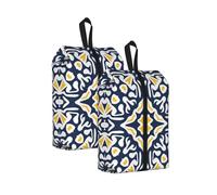 Patrón de Azulejos mediterráneos Azul Marino y Amarillo， Bolsas de Viaje para Zapatos (Paquete de 2), Bolsas Impermeables para Guardar Zapatos, Organizador de Zapatos para Viajes y hogar.