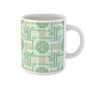 Patrón De Bambú Verde Cultura Coreana, China, Japonesa, Mongola, Asiática Tazas De Regalo Novedad Tazón De Café Graciosa Tazas Té Regalos Divertidos Para Familiares Novios Amigos 330Ml