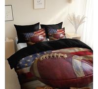 Patrón De Bandera De Rugby De Estilo Retro Microfibra cepillada para Cama, Cama 105-200 x 200 cm, Funda Nórdica de Negro, Frescas, Antiacaros, Hipoalergenica, para niños y Adultos