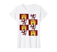 Patrón de Bandera del Imperio Español Conquistador Camiseta gráfica económica, Mujer, Blanco, S