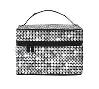 Patrón de Brillo de Lentejuelas Plateadas, Bolsa de Maquillaje Bolsa de cosméticos Bolsa de Aseo de Viaje portátil Estuche para lápices