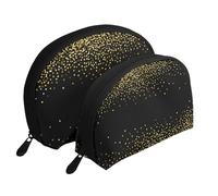Patrón de Brillo Dorado, Bolsa de Maquillaje de Concha, Monedero pequeño para Mujer, Bolsa de artículos de tocador, Bolsa de cosméticos, 2 Piezas