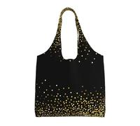 Patrón de brillo dorado,Bolsas de mano reutilizables, bolsas de supermercado, bolso de hombro de lona de gran capacidad