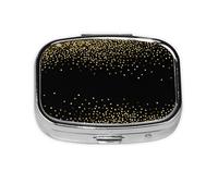 Patrón de brillo dorado, Pastillero cuadrado para bolsillo o monedero, pequeño contenedor de pastillas, organizador de pastillas de viaje