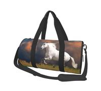 Patrón de Caballos Blancos, Bolsa de Viaje de Gran Capacidad, Bolso Redondo, Bolsa de Viaje Deportiva, Bolsa de Mano, Bolsa de Fitness