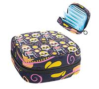 Patrón de cabeza de calavera del día de los muertos, bolsa de almacenamiento de tampones, soporte para tampones para bolso, organizador de productos femeninos, Varios colores, 4.7x6.6x6.6 in/12x17x17 cm