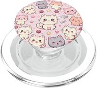Patrón de Cabeza de Gato Kawaii Sweet Little Cats All Over Kitten PopSockets PopGrip para MagSafe