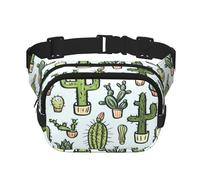Patrón de Cactus sobre Fondo Blanco,Riñonera Cuadrada de Doble Capa, Bolso de Viaje, Bolso Informal para el Pecho.