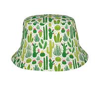 Patrón de Cactus Verde Sombreros de Cubo para Mujeres Hombres Unisex Verano Pescador Sombreros Adolescentes Gorra de protección Solar Packable Trendy Travel Beach Vacation Cap