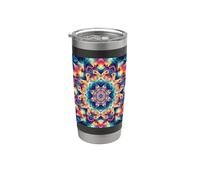 Patrón de caleidoscopio de mandala Really Like Vaso térmico de acero inoxidable de doble pared