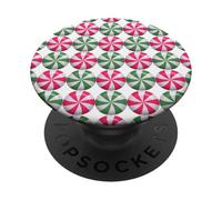 Patrón de Caramelo de Menta en Rosa y Verde PopSockets PopGrip Adhesivo