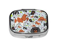 Patrón de Cavalier King Charles Spaniel, pastillero, pastillero cuadrado para bolsillo o monedero, pastillero pequeño, organizador de pastillas de viaje