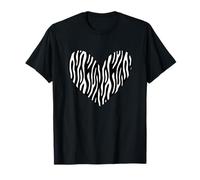 Patrón de cebra, corazón blanco y negro, estampado de animales, regalo exótico Camiseta