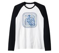 Patrón de cerámica floral Degu azul de Delft Camiseta Manga Raglan