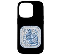 Patrón de cerámica floral Degu azul de Delft Carcasa para iPhone 14 Pro