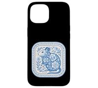 Patrón de cerámica floral Degu azul de Delft Carcasa para iPhone 15