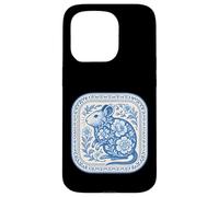 Patrón de cerámica floral Degu azul de Delft Carcasa para iPhone 15 Pro