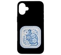 Patrón de cerámica floral Degu azul de Delft Carcasa para iPhone 16 Plus