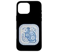 Patrón de cerámica floral Degu azul de Delft Carcasa para iPhone 16 Pro Max