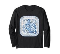 Patrón de cerámica floral Degu azul de Delft Manga Larga