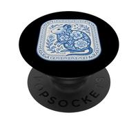 Patrón de cerámica floral Degu azul de Delft PopSockets PopGrip Adhesivo