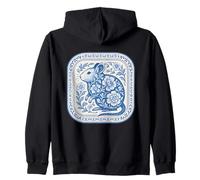 Patrón de cerámica floral Degu azul de Delft Sudadera con Capucha