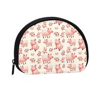 Patrón de Cerdo Rosa, Bolsa de Maquillaje de Concha de Billetera, Bolsa de Almacenamiento para Mujer, Monedero pequeño, Bolsa de Cambio de Concha