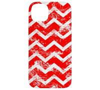 Patrón de cheurón Envejecido en Zigzag Rojo y Blanco Carcasa para iPhone 14 Plus