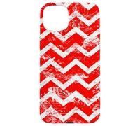 Patrón de cheurón Envejecido en Zigzag Rojo y Blanco Carcasa para iPhone 15 Plus
