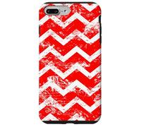 Patrón de cheurón Envejecido en Zigzag Rojo y Blanco Carcasa para iPhone 7 Plus/8 Plus