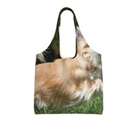 Patrón de chihuahua jugando,Bolsas de mano reutilizables, bolsas de supermercado, bolso de hombro de lona de gran capacidad