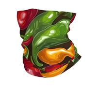 Patrón De Chiles Calentador De Cuello Elástico Polainas De Cuello Durable Bandana para Cámping Yoga Caza 26X30CM