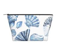 Patrón de Conchas Azules sobre Blanco, Bolsa de artículos de tocador Bolsa de Maquillaje Bolsa de cosméticos Bolsa de artículos de tocador de Viaje portátil