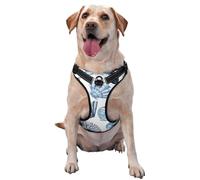 Patrón de Conchas Azules sobre Fondo Blanco,Arnés para Mascotas, arnés Reflectante Ajustable para Perros,XL
