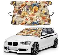 Patrón de Conchas de Playa,Funda Protectora para Parabrisas de Coche, Resistente a la Nieve, Hielo, Sol, Rayos UV, Polvo y Agua. Apta para la mayoría de los Coches.