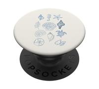 Patrón de conchas playeras de verano azul PopSockets PopGrip Adhesivo