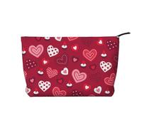 Patrón de corazón de Amor para el día de San Valentín,Neceser de Pana, Neceser de Maquillaje portátil, Neceser de Viaje