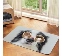 Patrón de corazón de Perro Border Collie,Tapete Impermeable para Comida de Mascotas, manteles Individuales para Comida y Agua para Perros y Gatos, tapetes de Cuero sintético para Comida.,40x60cm