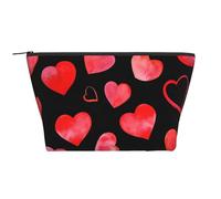 Patrón de Corazones Rojos Acuarela, Bolsa de artículos de tocador Bolsa de Maquillaje Bolsa de cosméticos Bolsa de artículos de tocador de Viaje portátil