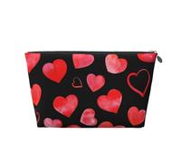 Patrón de Corazones Rojos Acuarela, Bolsa de artículos de tocador Bolsa de Maquillaje Bolsa de cosméticos Bolsa de artículos de tocador de Viaje portátil